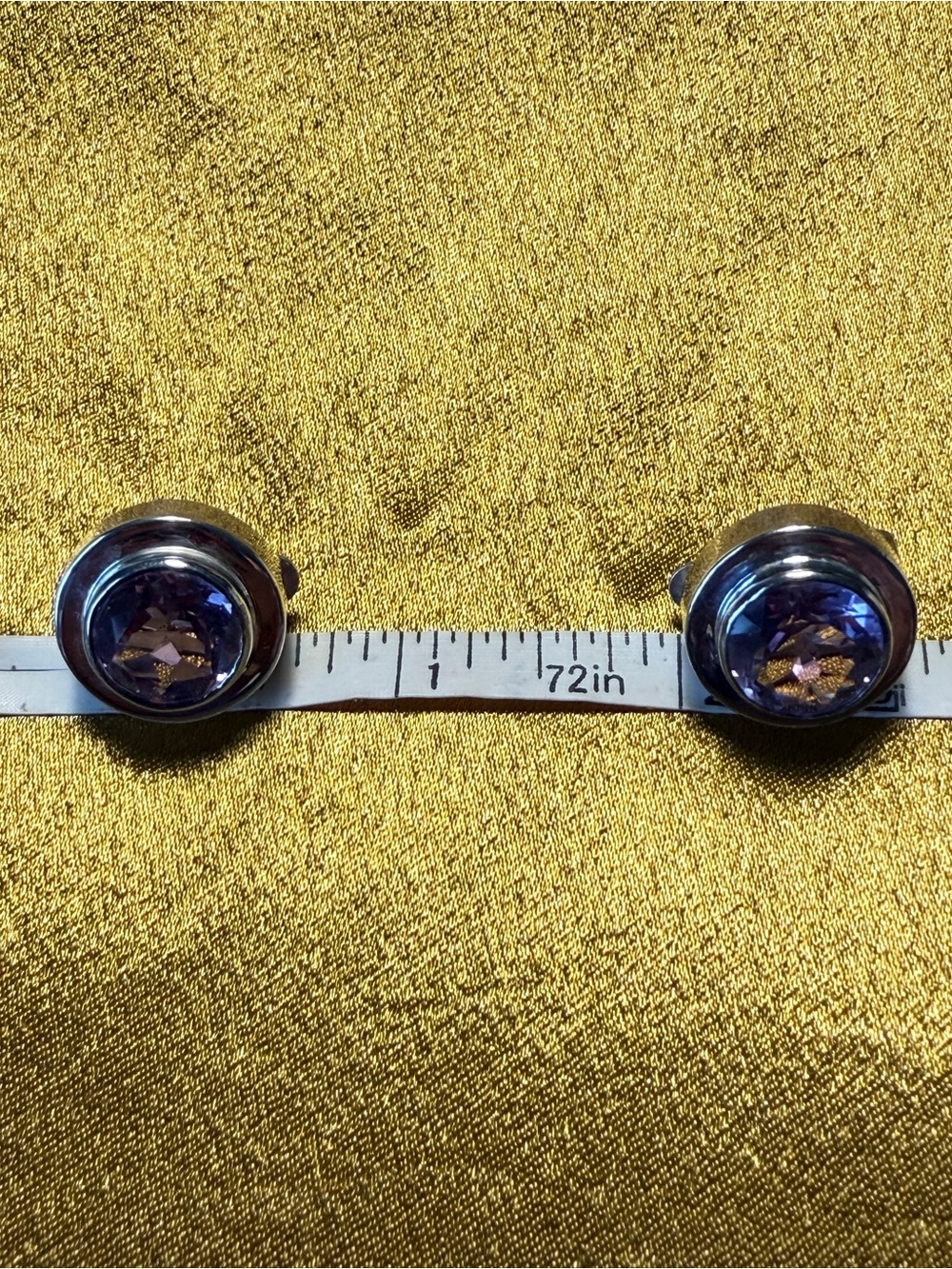 15.55 Grams .925 Sterling Silver Purple
Amethyst Round Pierced earrings